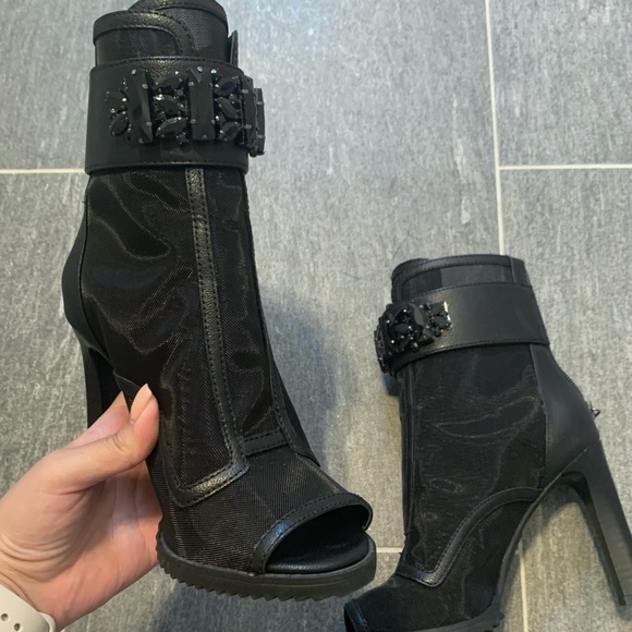 Karl Lagerfeld Shoes - Blayze embellished peep toe booties